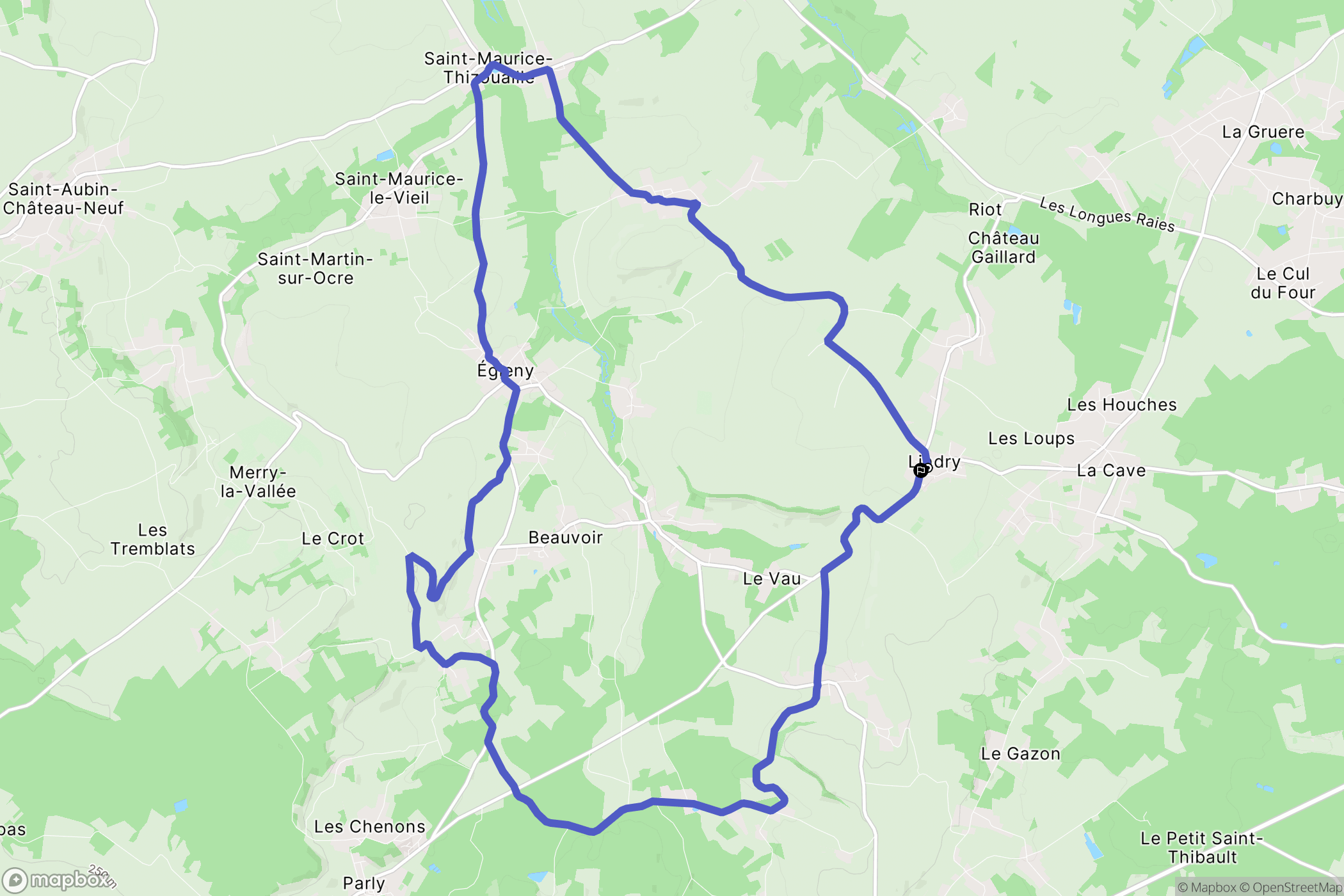 Lindry : carte du parcours de randonnée - France