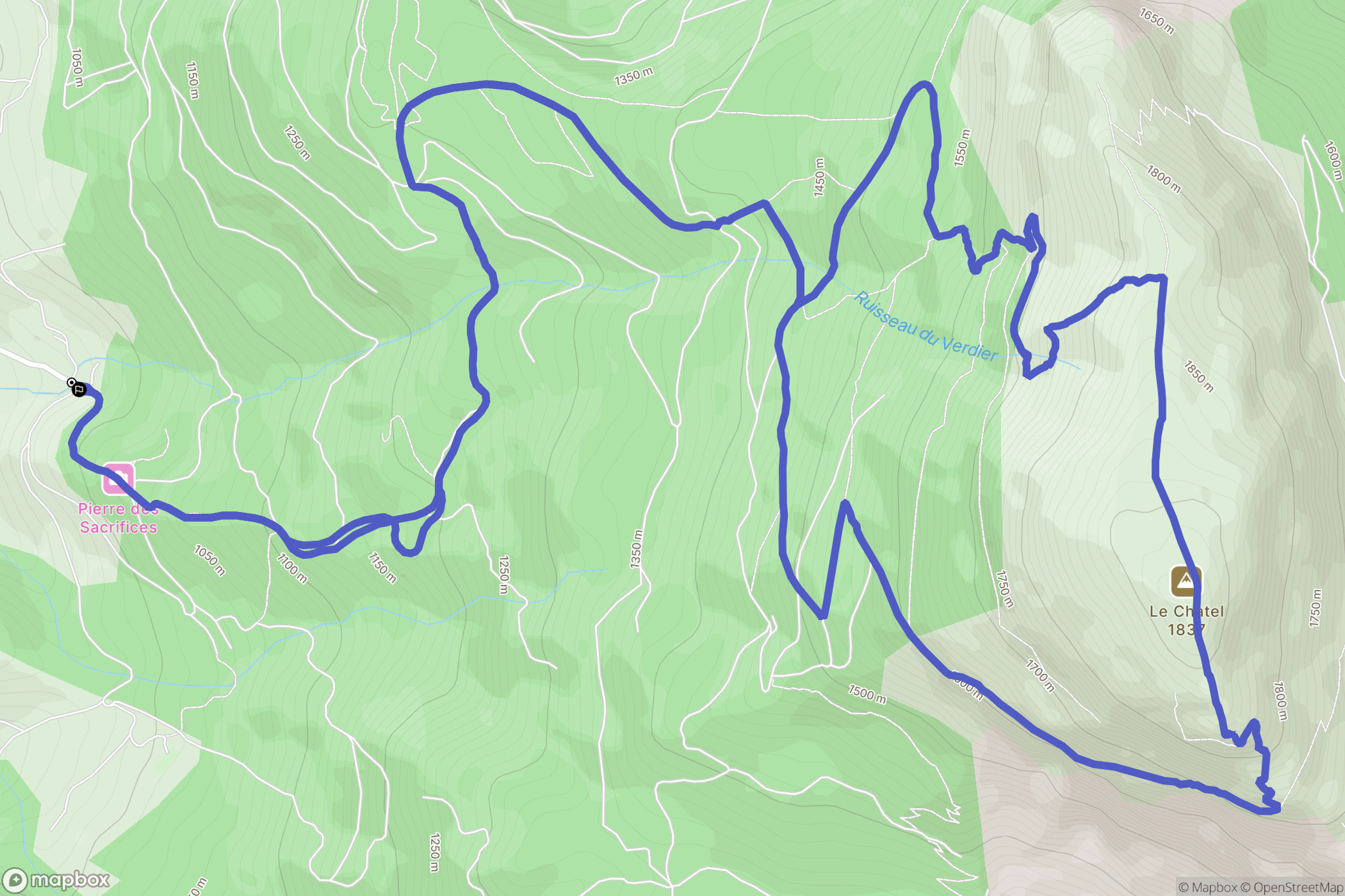 Mens : carte du parcours de randonnée - France