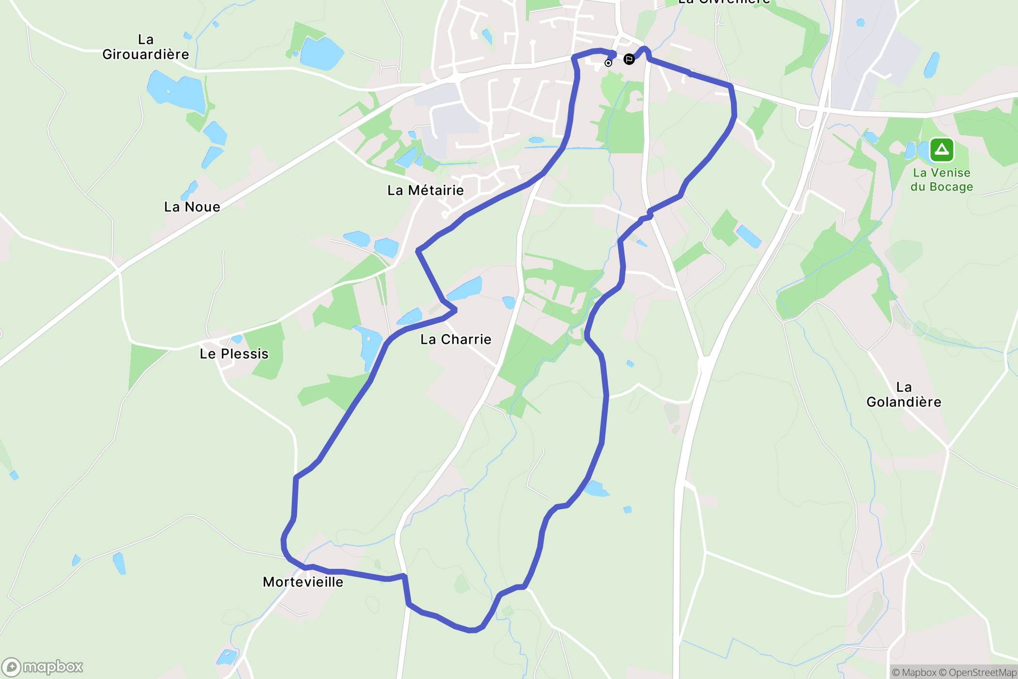Aubigny-Les Clouzeaux : carte du parcours de randonnée - France