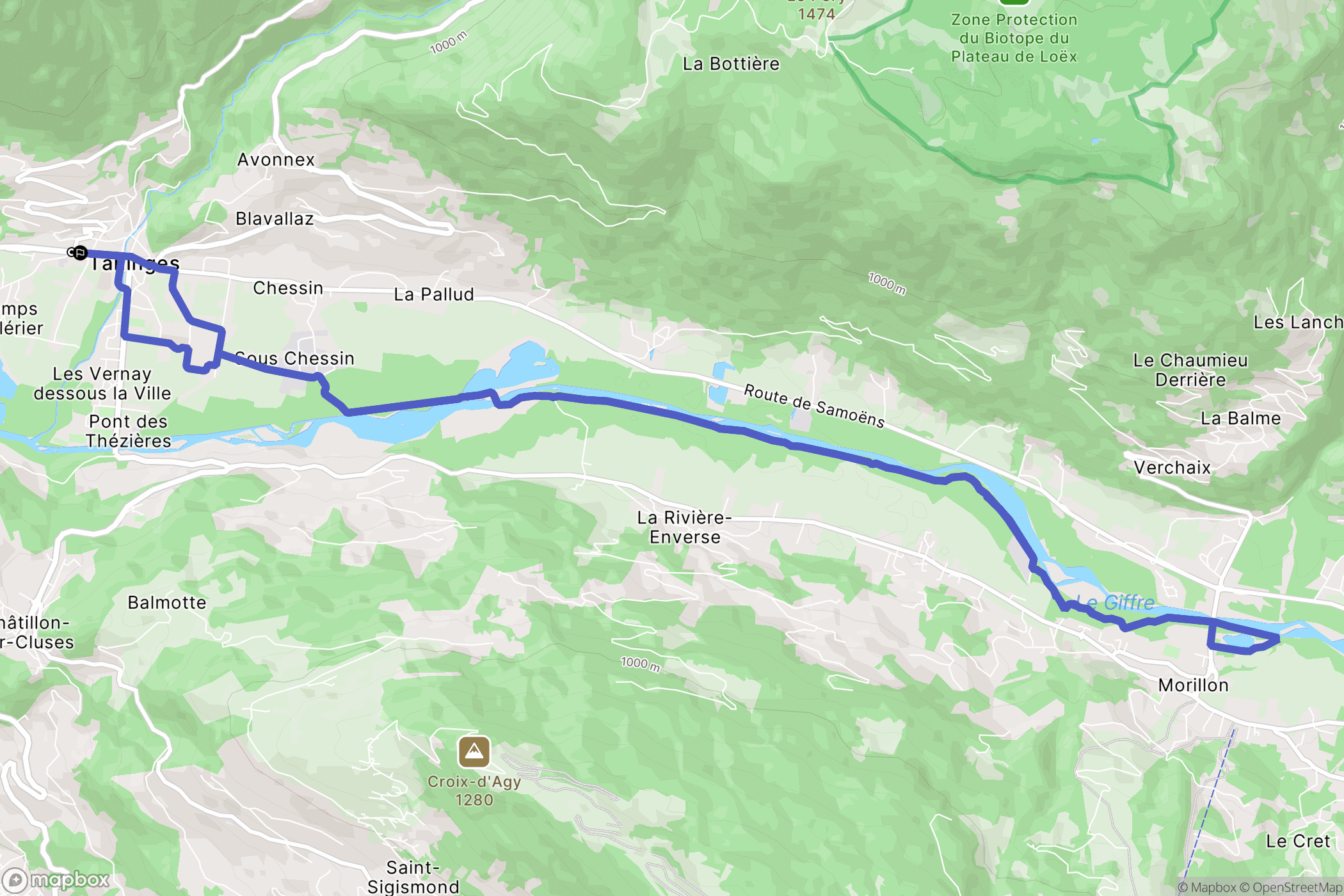 Taninges : carte du parcours de randonnée - France