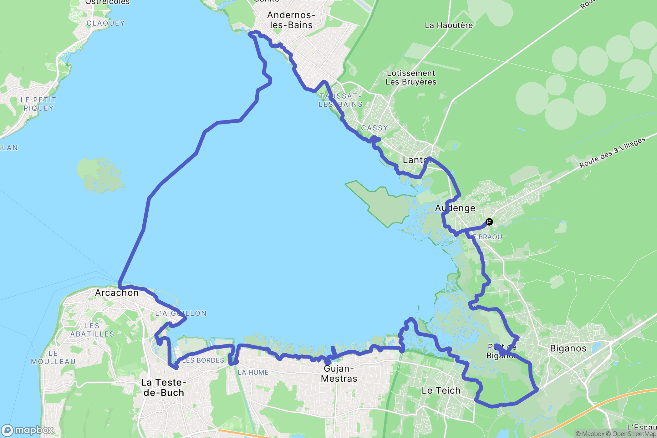 Audenge : carte du parcours de randonnée - France