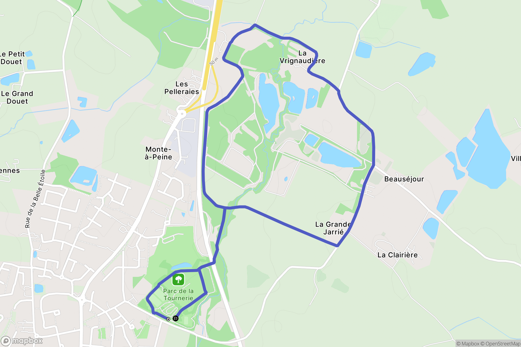 Aubigny-Les Clouzeaux : carte du parcours de randonnée - France