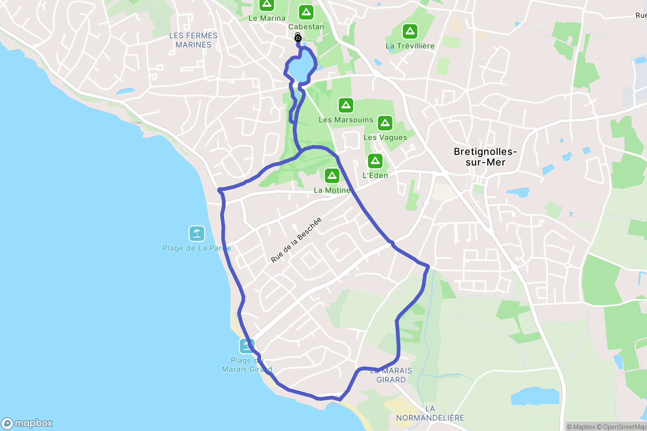 Bretignolles-sur-Mer : carte du parcours de randonnée - France
