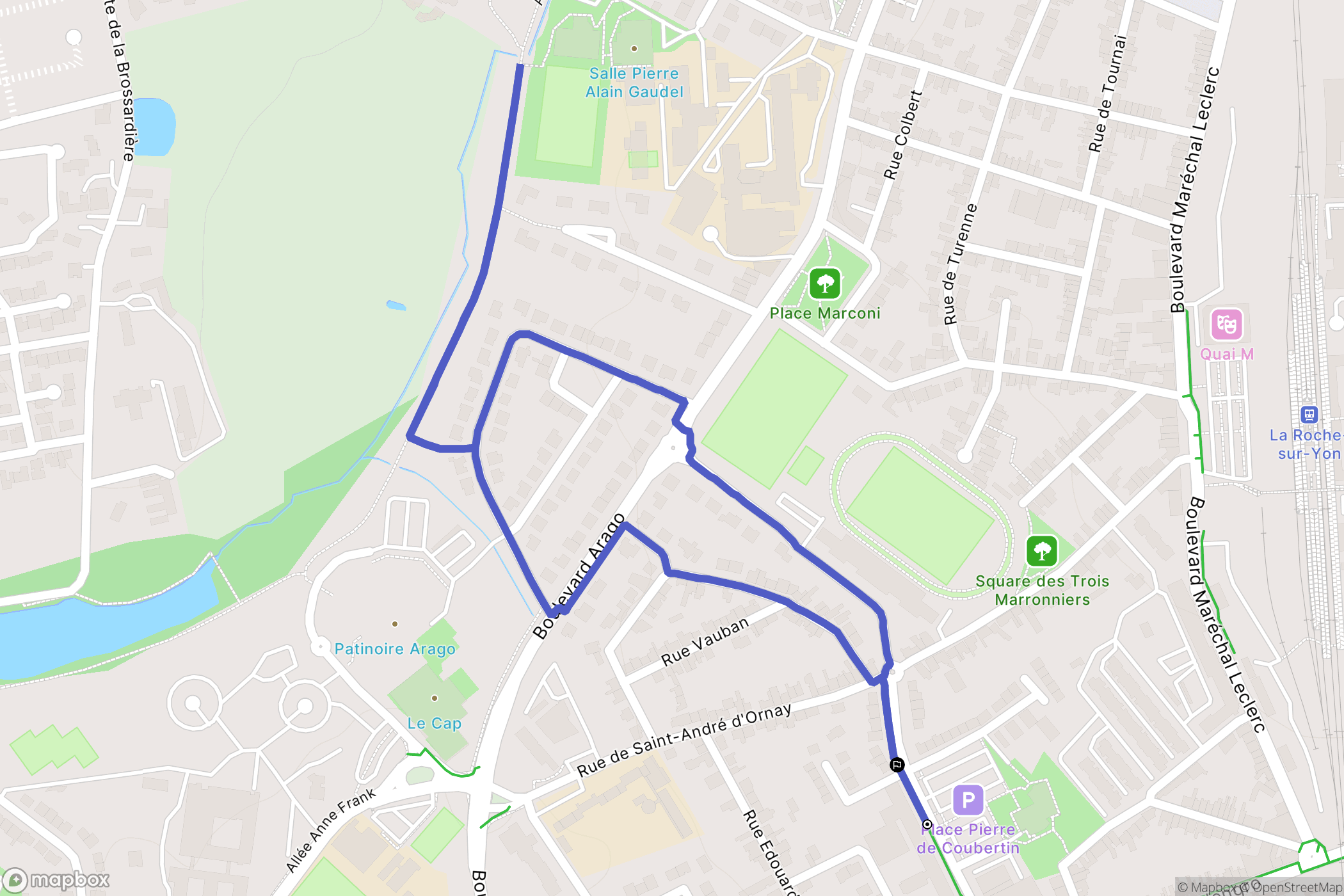 La Roche-sur-Yon : carte du parcours de randonnée - France