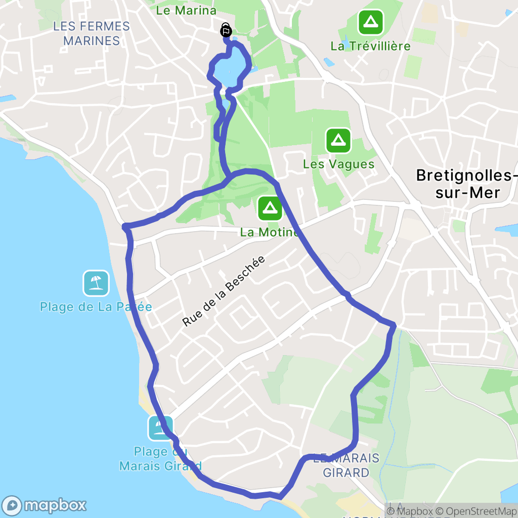Bretignolles-sur-Mer : carte du parcours de randonnée - France