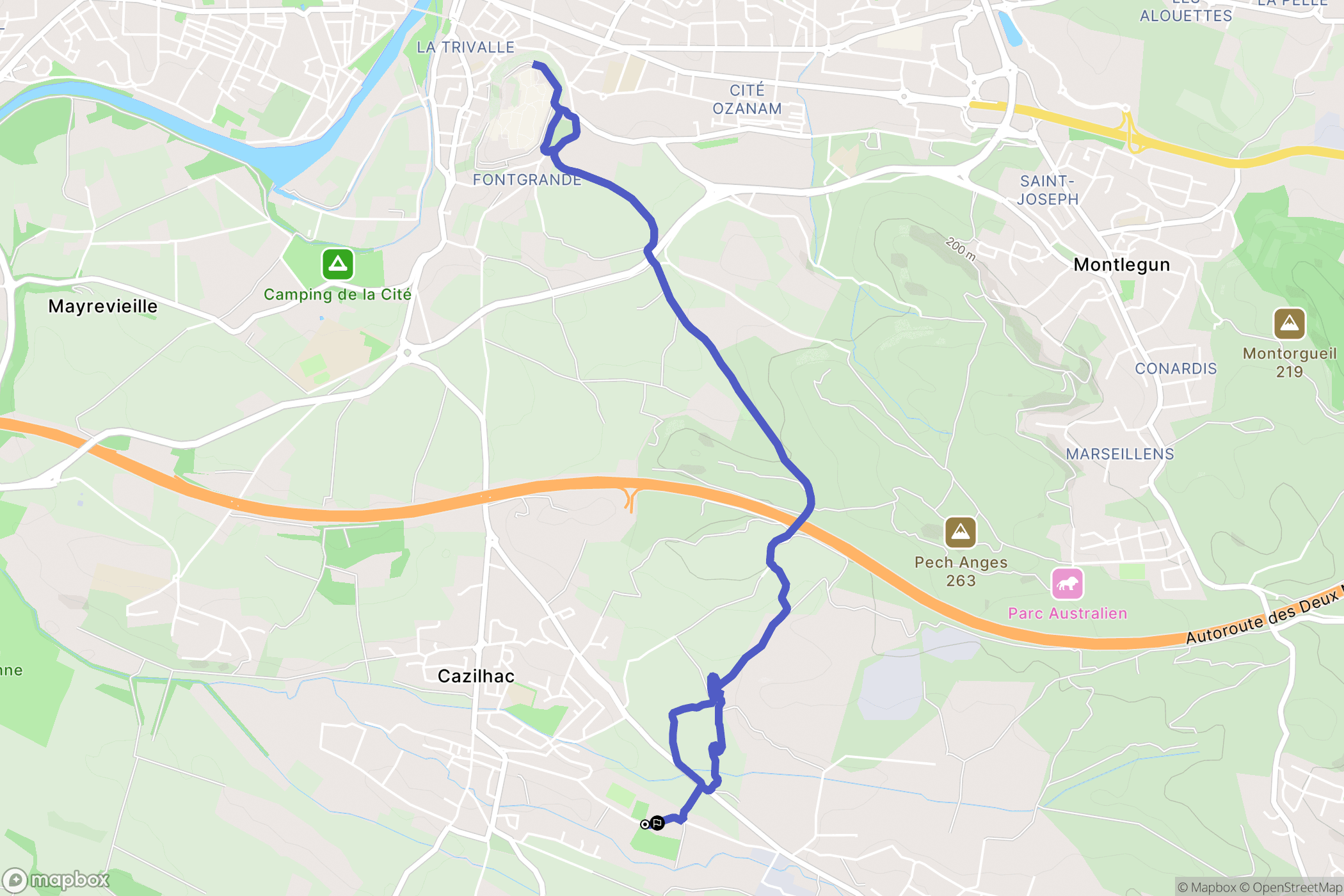 Cazilhac : carte du parcours de randonnée - France