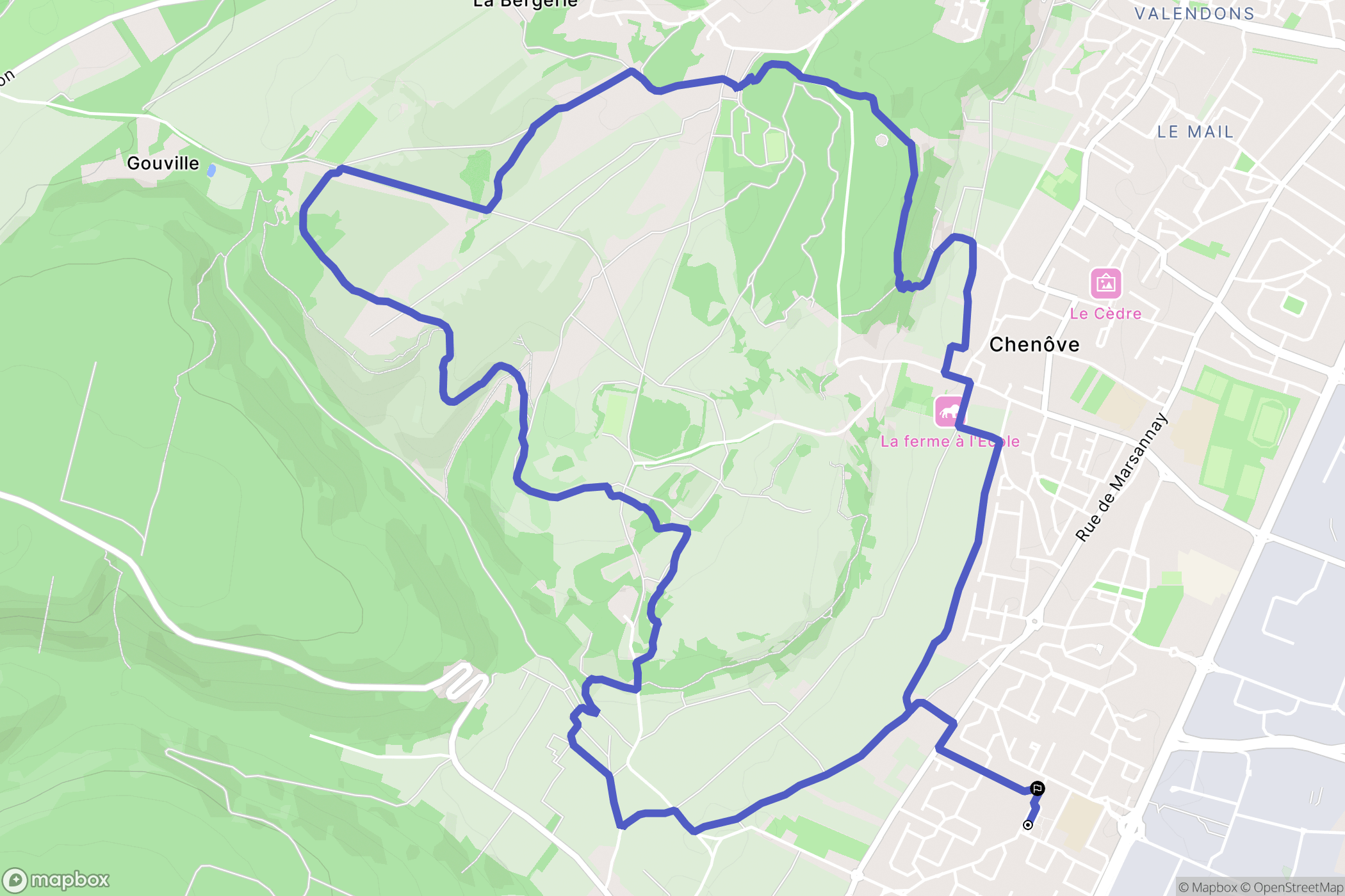 Marsannay-la-Côte : carte du parcours de randonnée - France