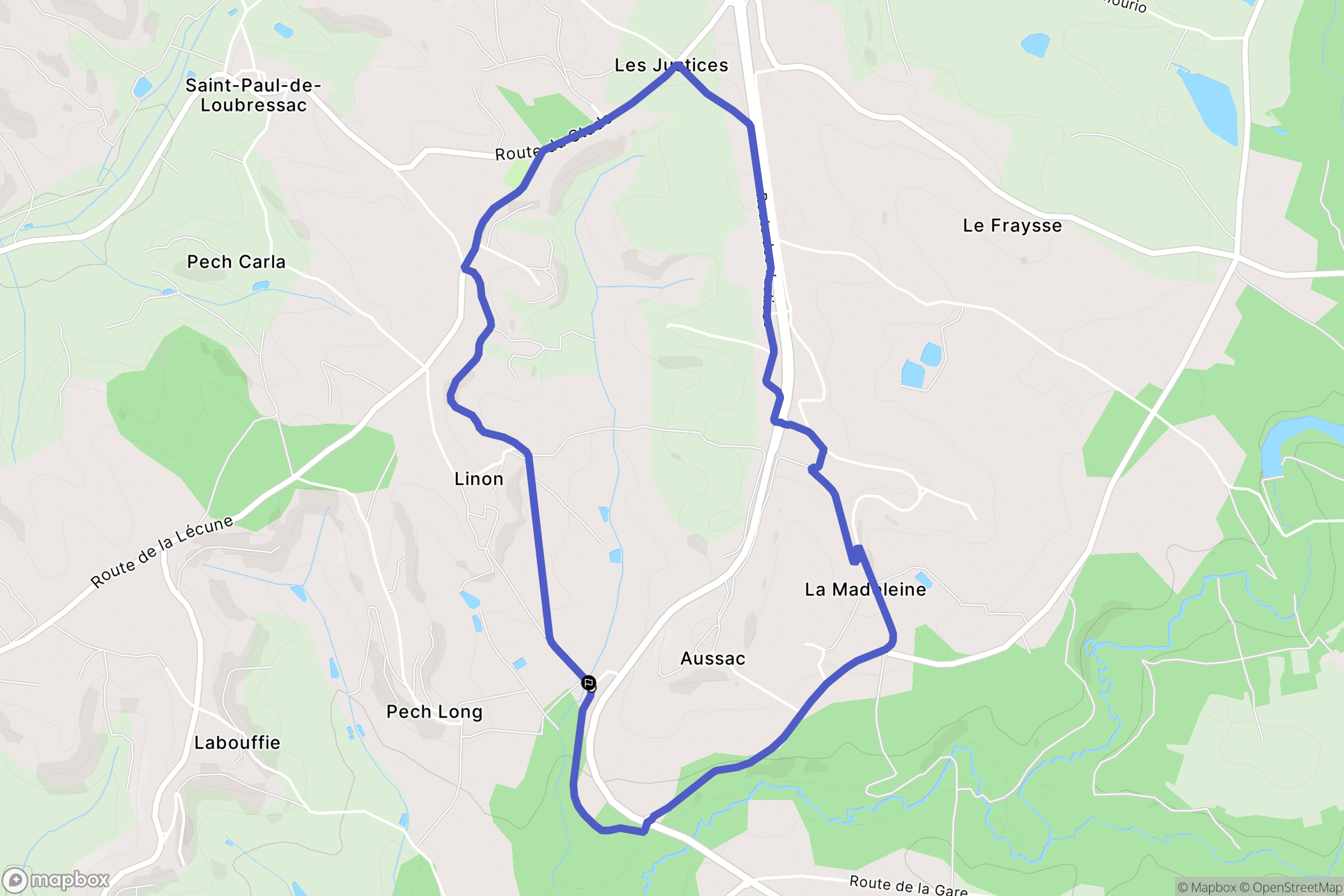 Saint-Paul-Flaugnac : carte du parcours de randonnée - France