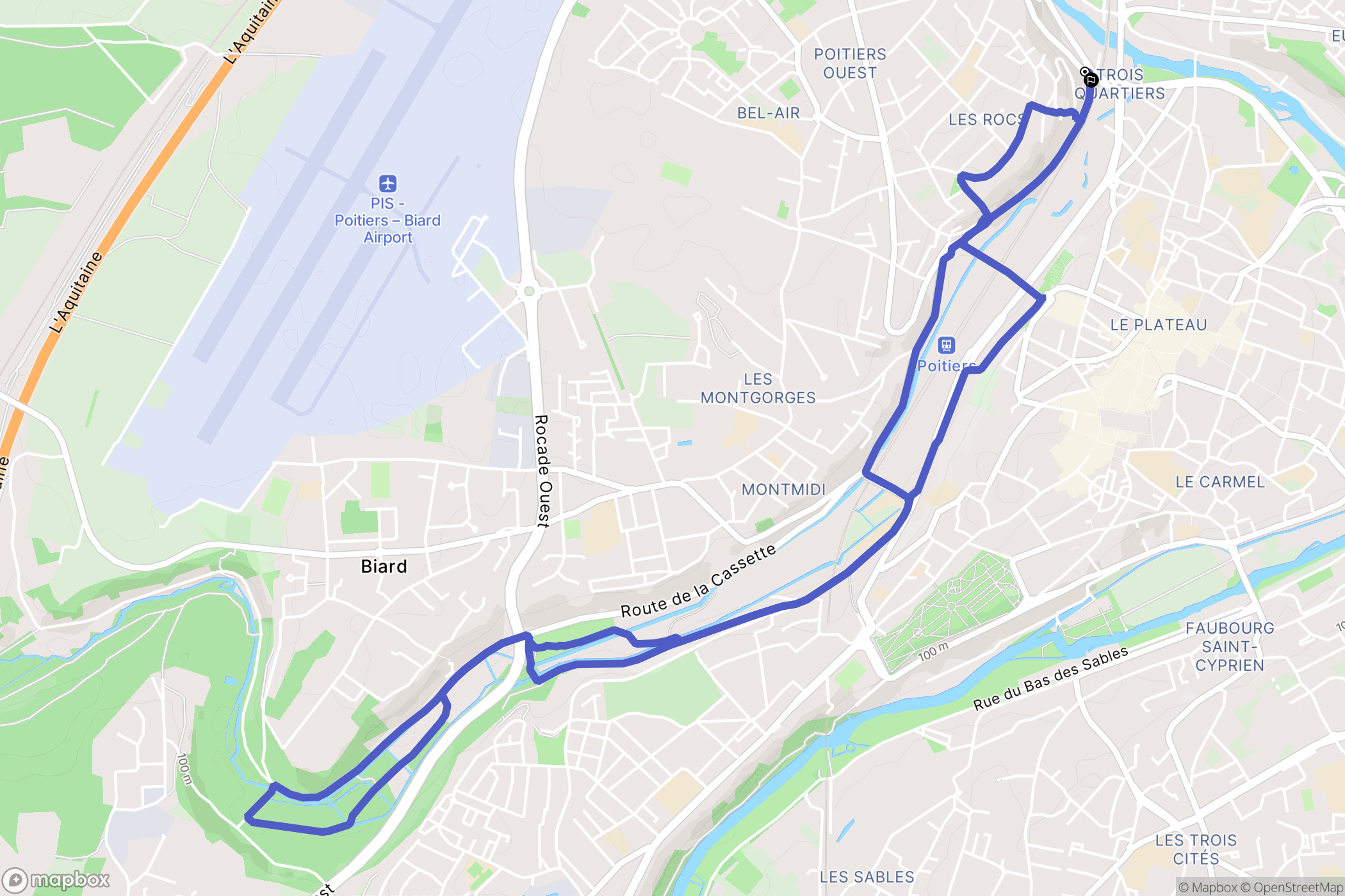 Poitiers : carte du parcours de randonnée - France