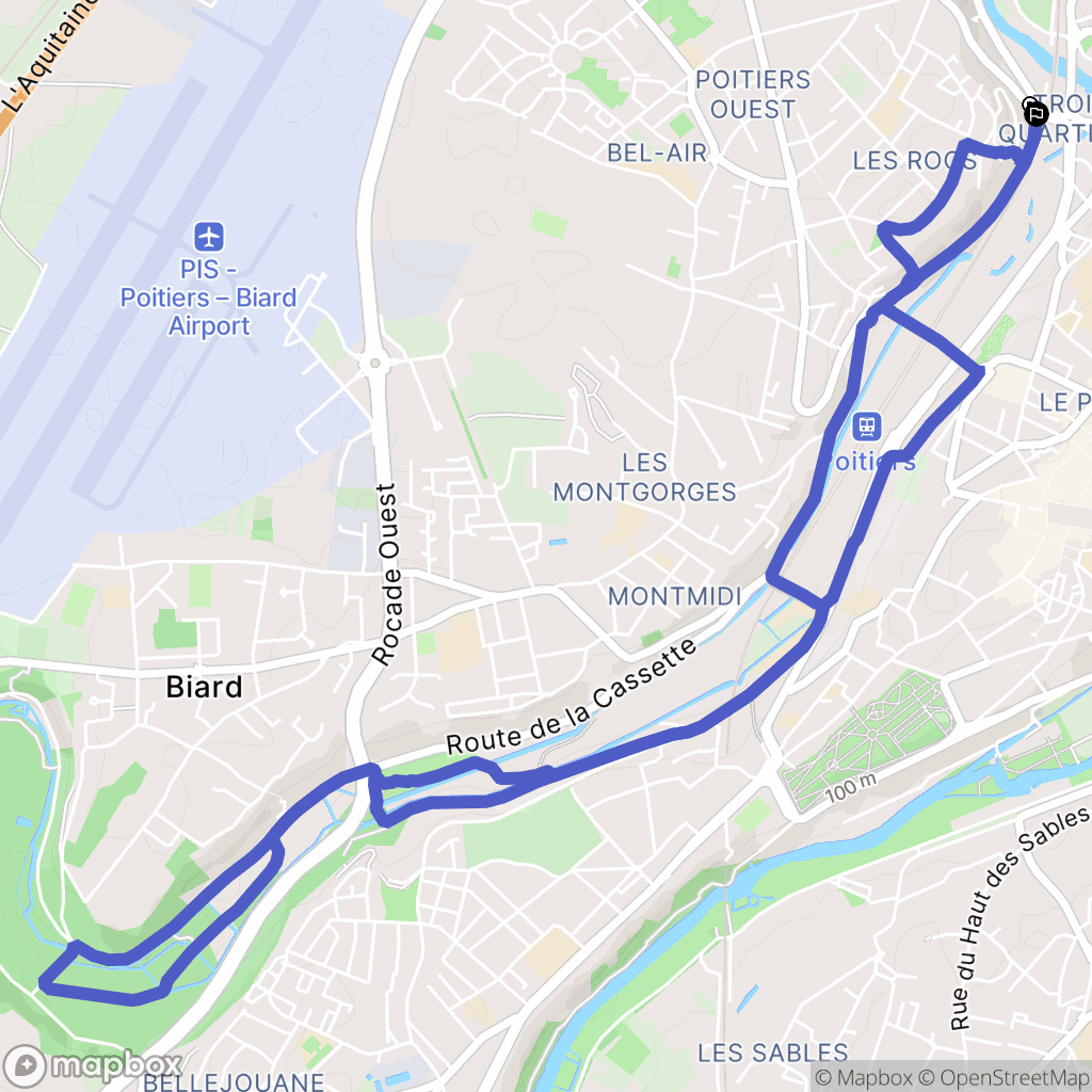Poitiers : carte du parcours de randonnée - France