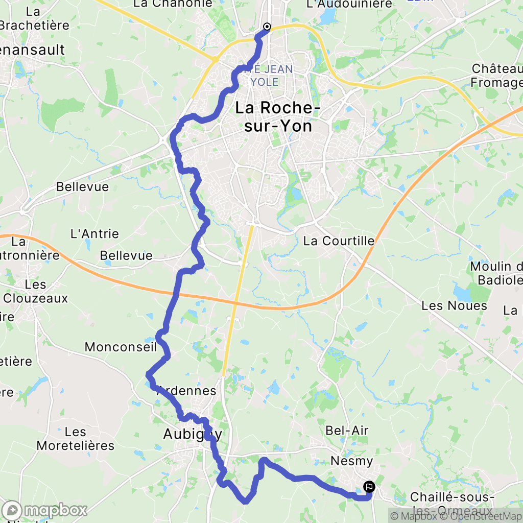 La-Roche-sur-Yon : carte du parcours de randonnée - France