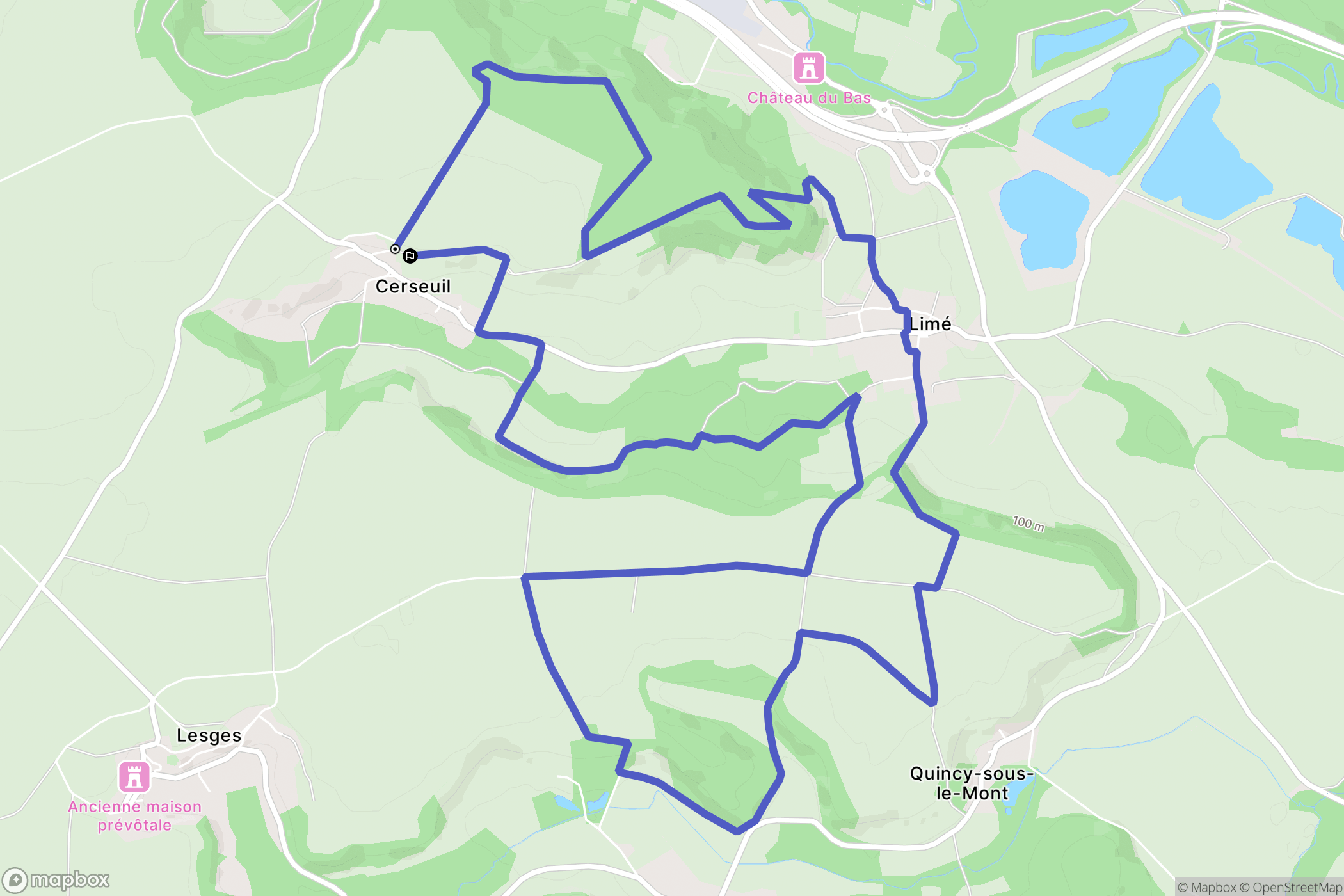 Cerseuil : carte du parcours de randonnée - France