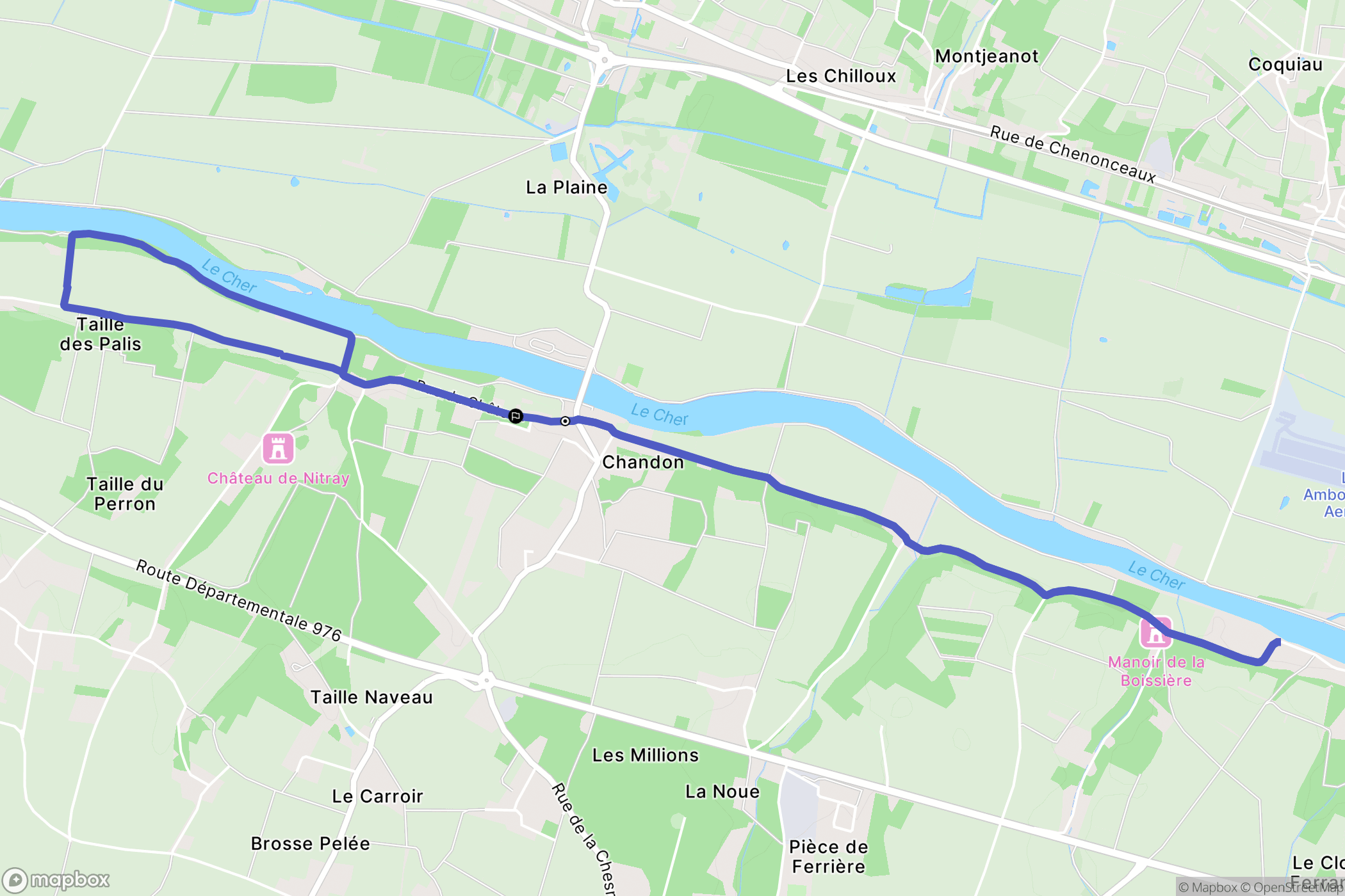 Athée-sur-Cher : carte du parcours de randonnée - France