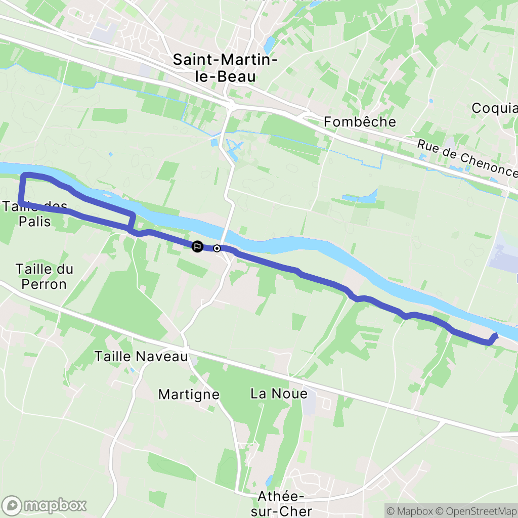 Athée-sur-Cher : carte du parcours de randonnée - France