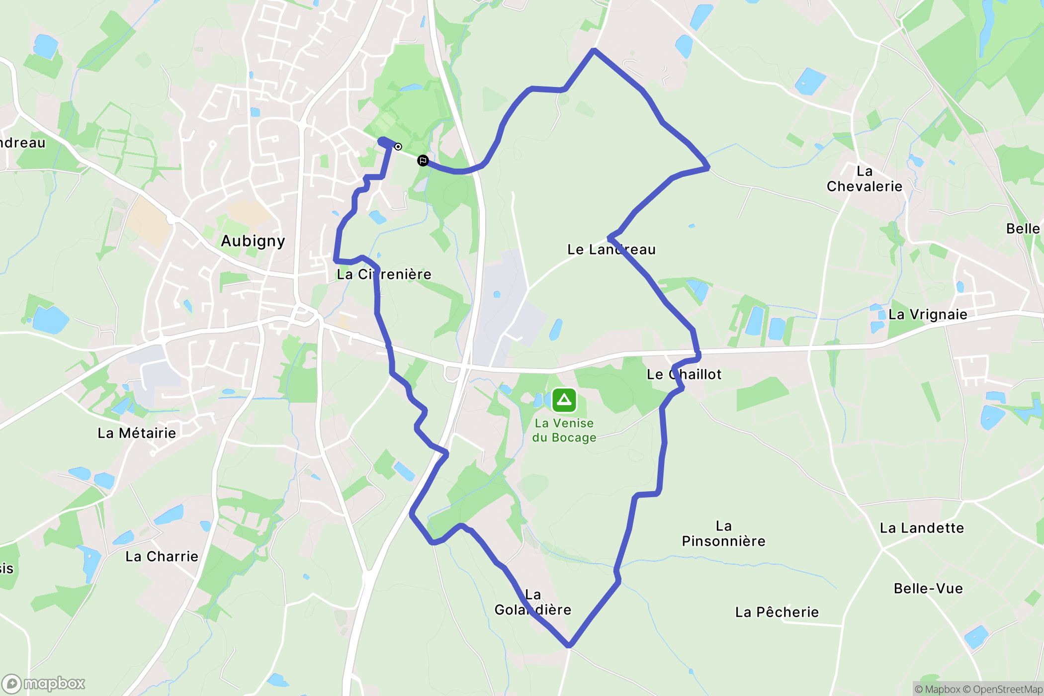 Aubigny-Les Clouzeaux : carte du parcours de randonnée - France