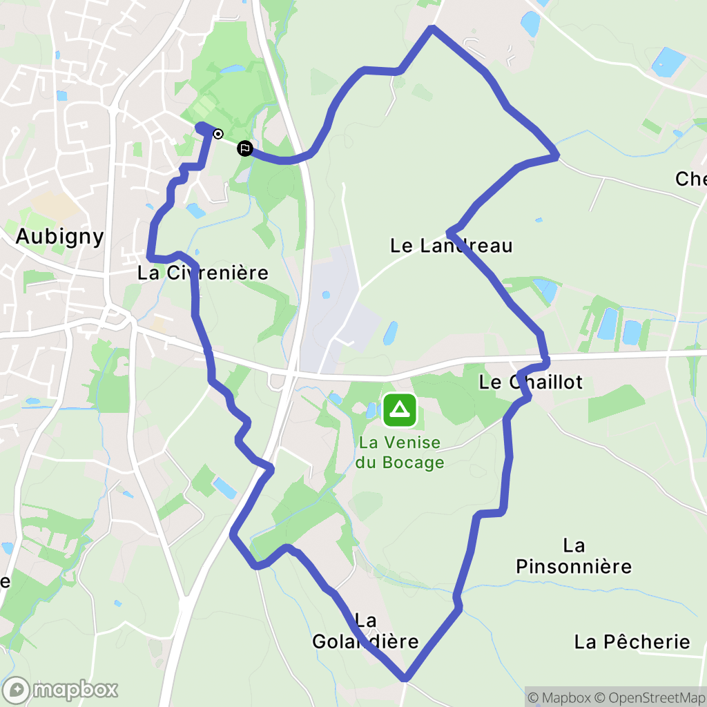 Aubigny-Les Clouzeaux : carte du parcours de randonnée - France