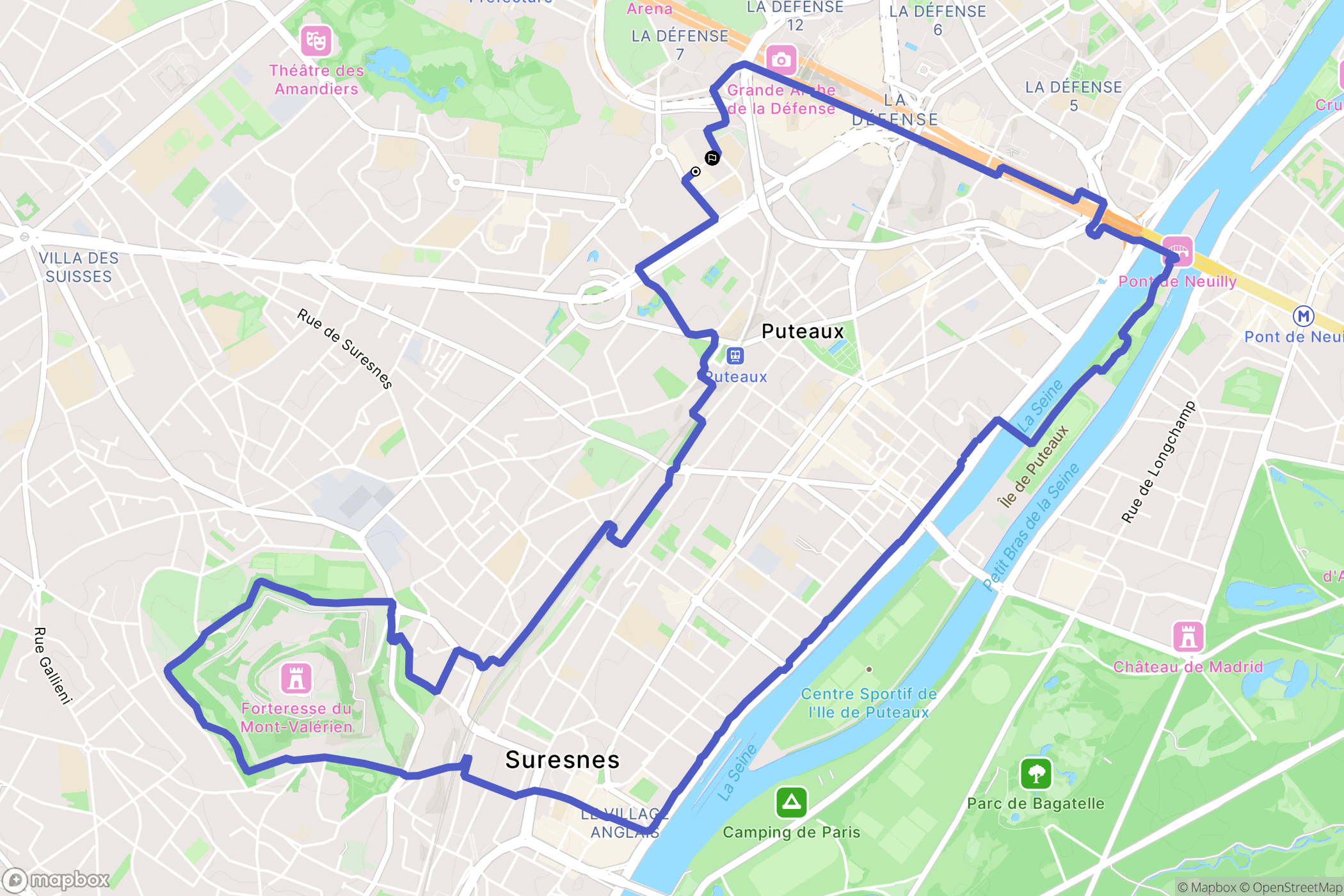 Nanterre : carte du parcours de randonnée - France