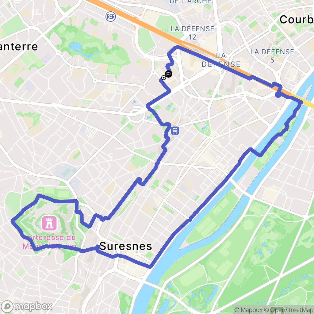 Nanterre : carte du parcours de randonnée - France