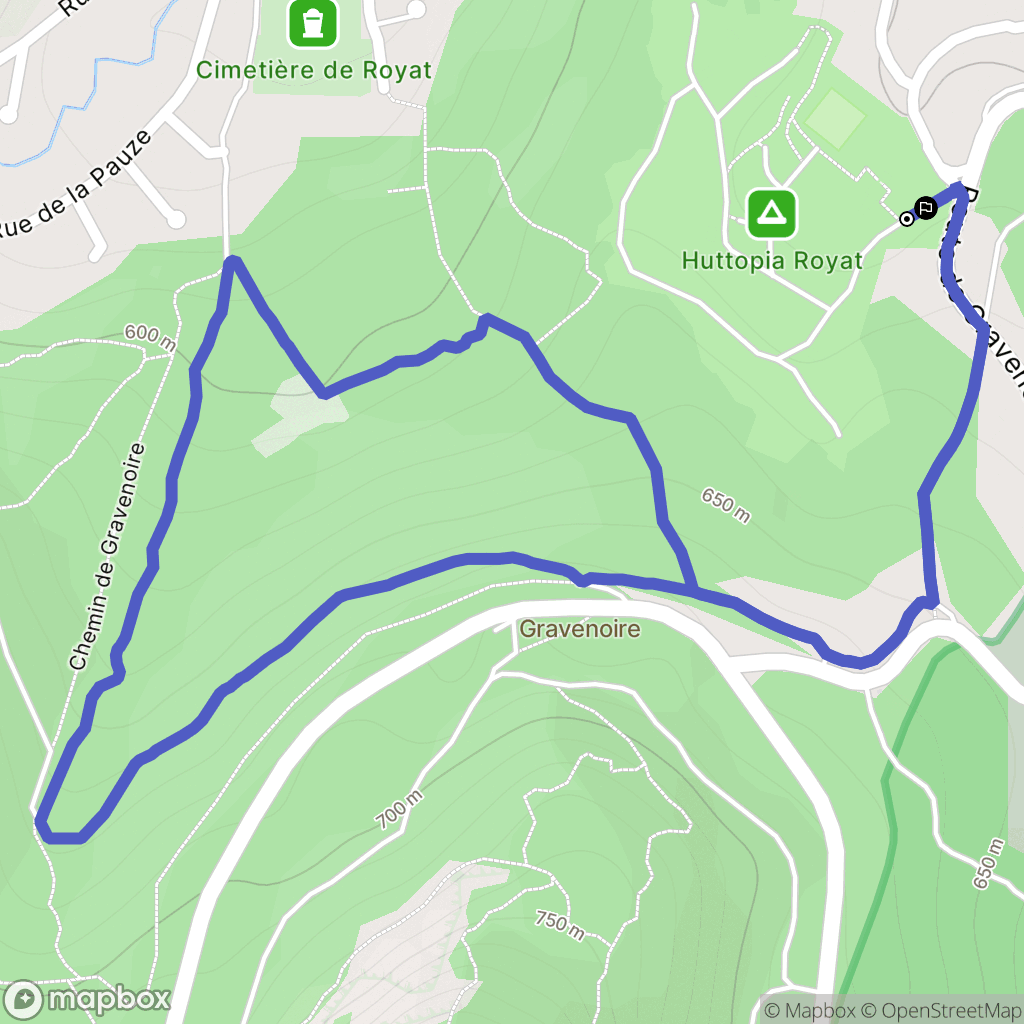 Royat : carte du parcours de randonnée - France