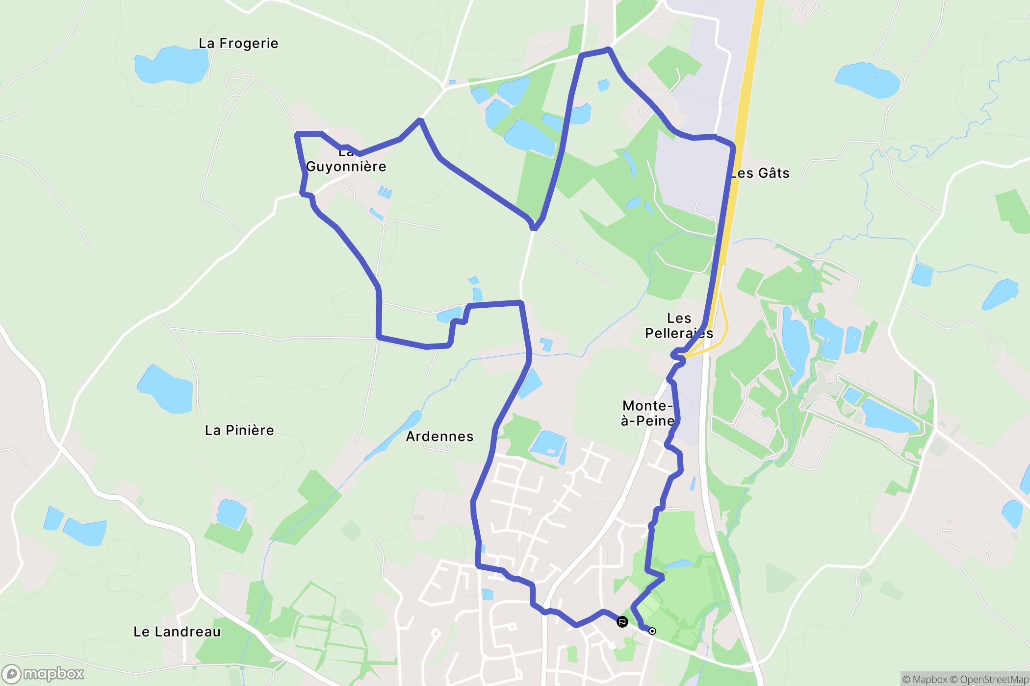 Aubigny-Les Clouzeaux : carte du parcours de randonnée - France