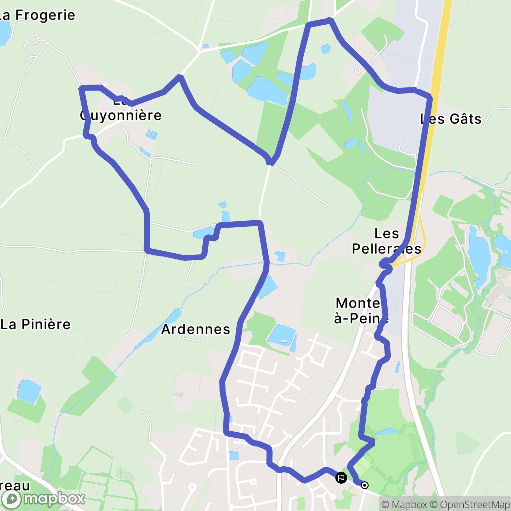 Aubigny-Les Clouzeaux : carte du parcours de randonnée - France