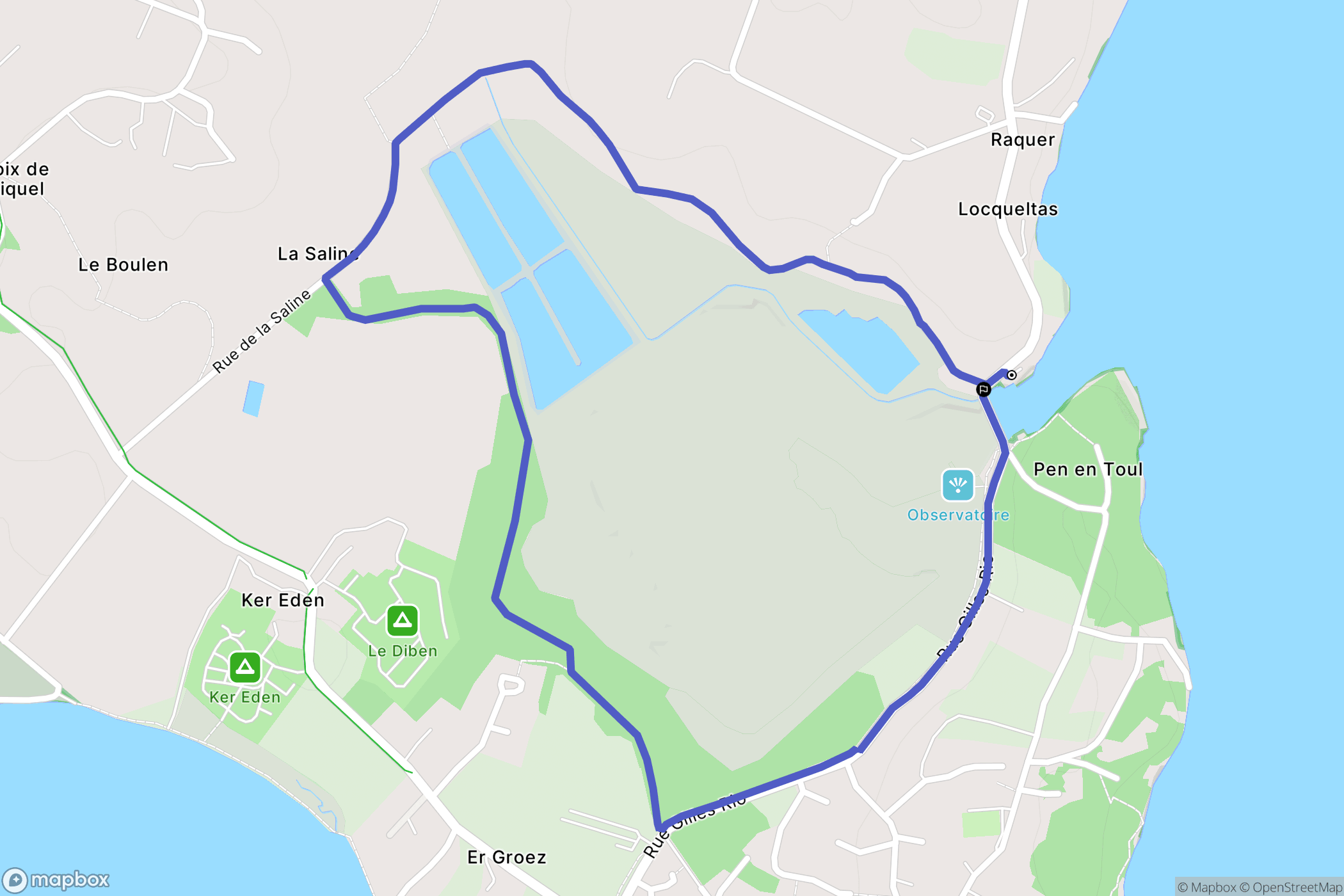 Larmor-Baden : carte du parcours de randonnée - France