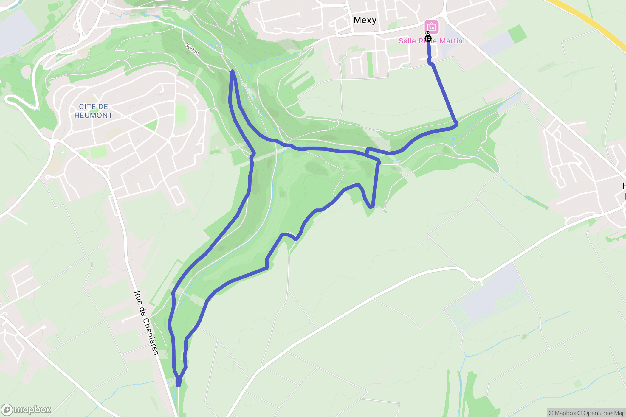 Mexy : carte du parcours de randonnée - France