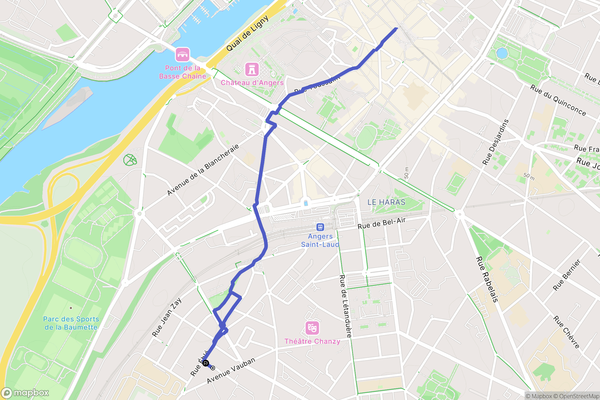 Angers : carte du parcours de randonnée - France