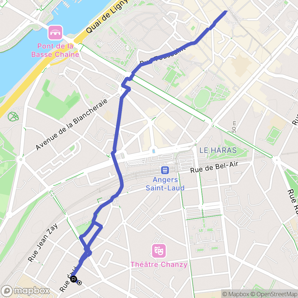 Angers : carte du parcours de randonnée - France
