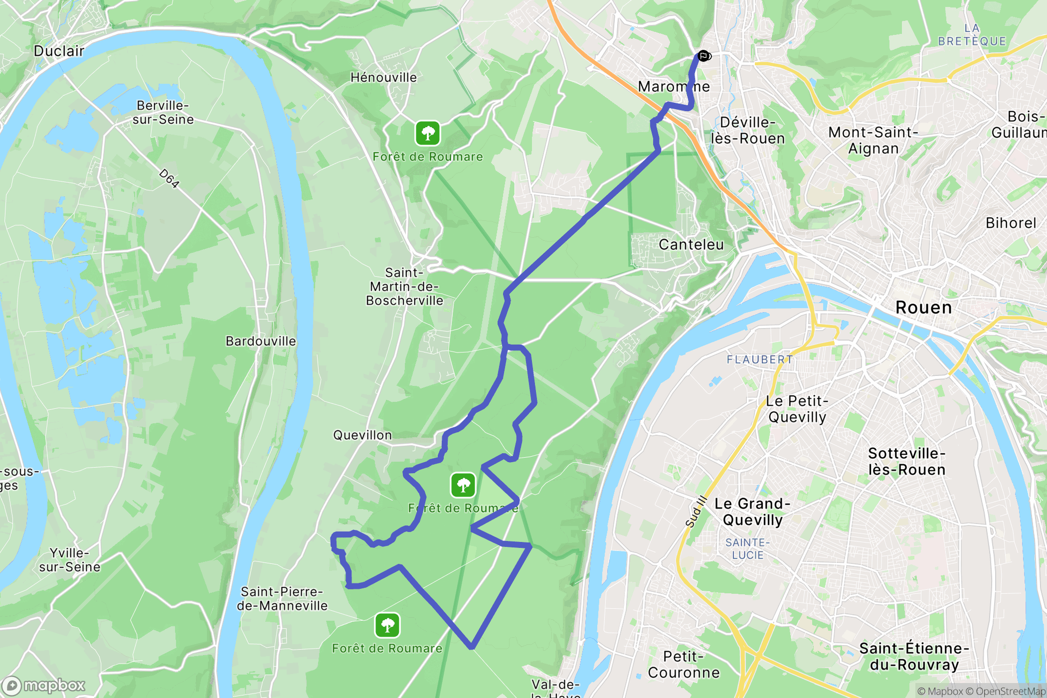 Maromme : carte du parcours de randonnée - France