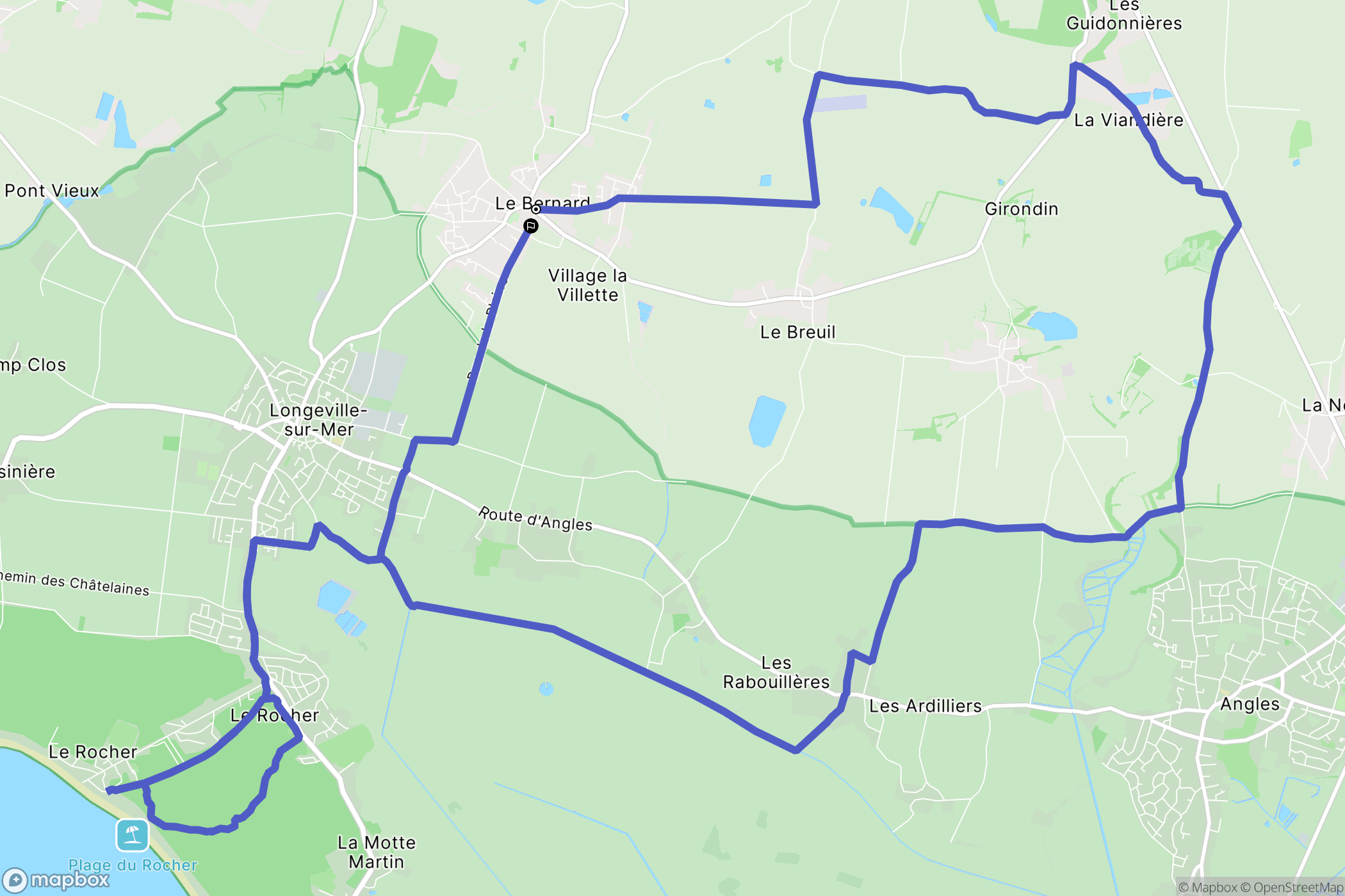 Le Bernard : carte du parcours de randonnée - France