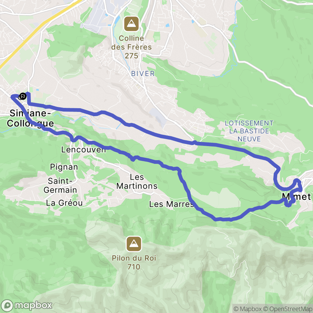 Simiane-Collongue : carte du parcours de randonnée - France