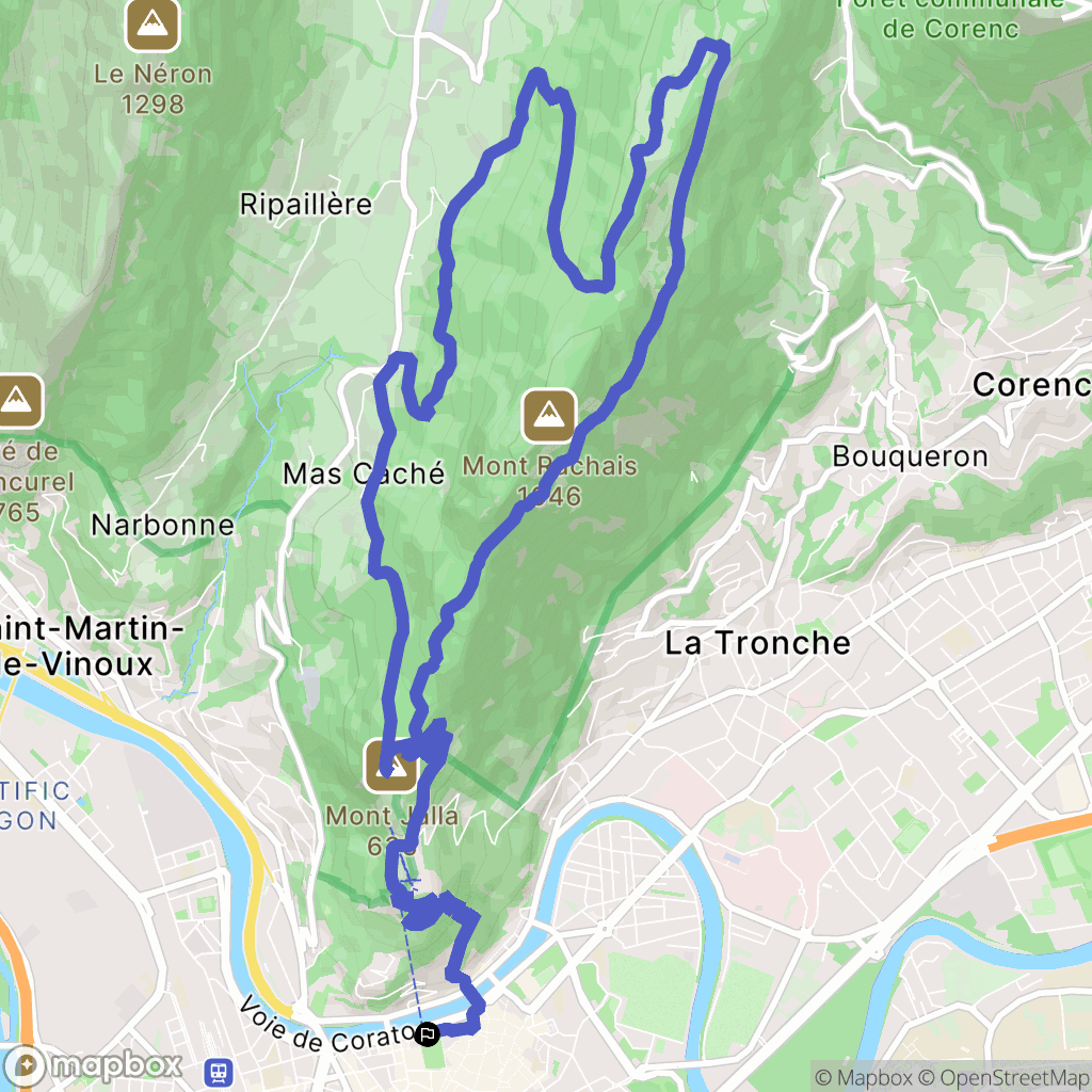 Grenoble : carte du parcours de randonnée - France