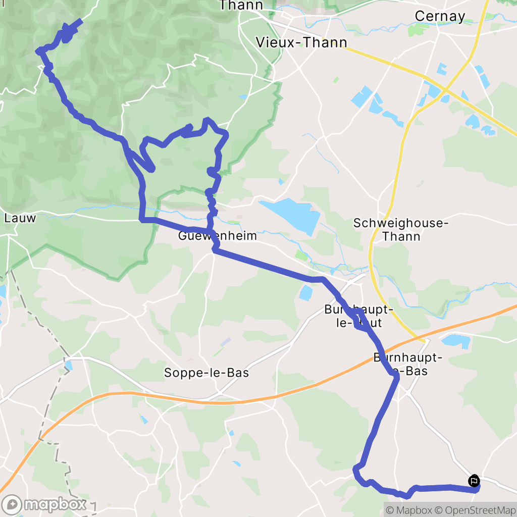 Bernwiller : carte du parcours de randonnée - France