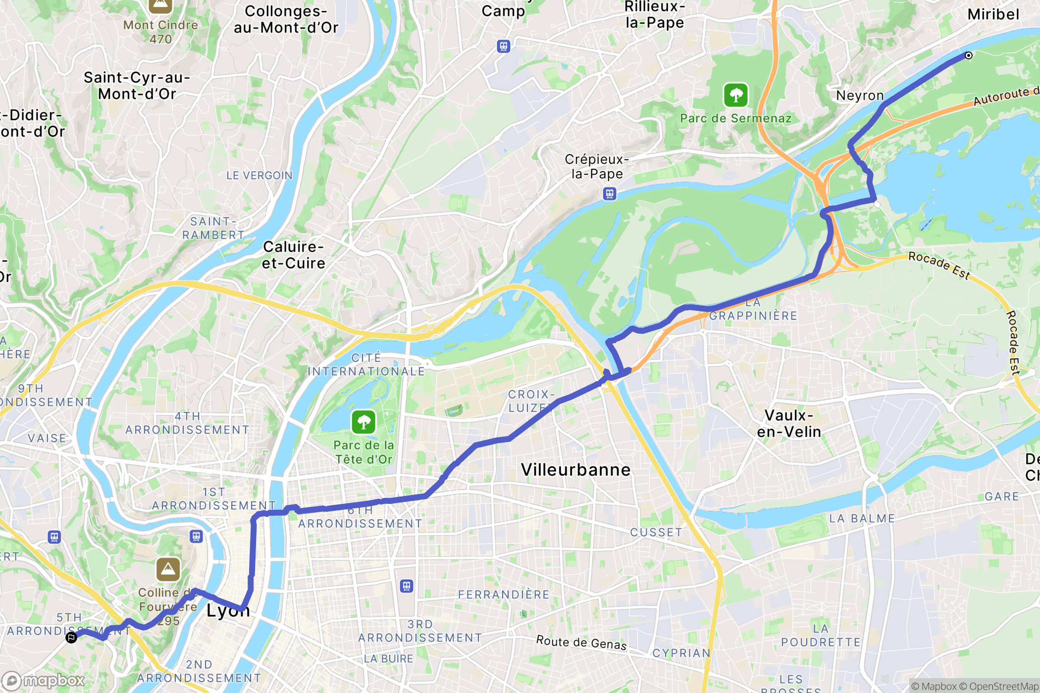 Miribel : carte du parcours de randonnée - France