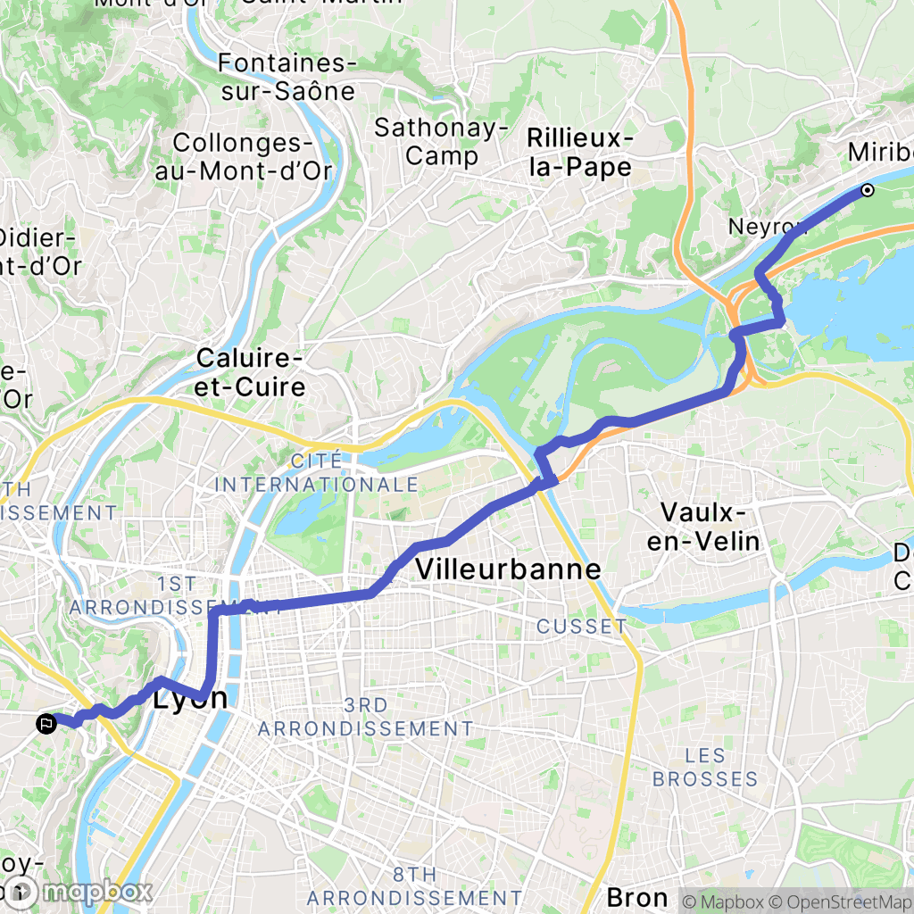 Miribel : carte du parcours de randonnée - France