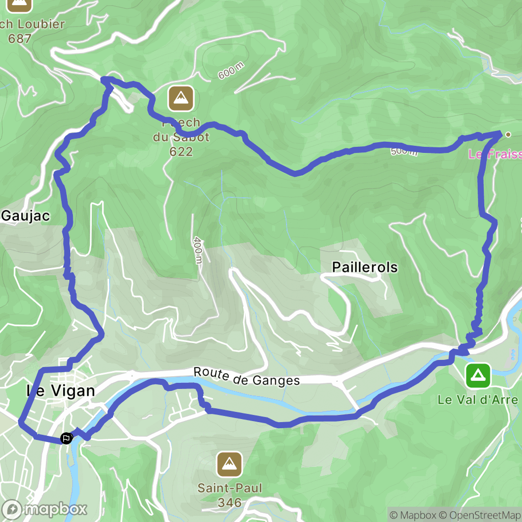 Le Vigan : carte du parcours de randonnée - France