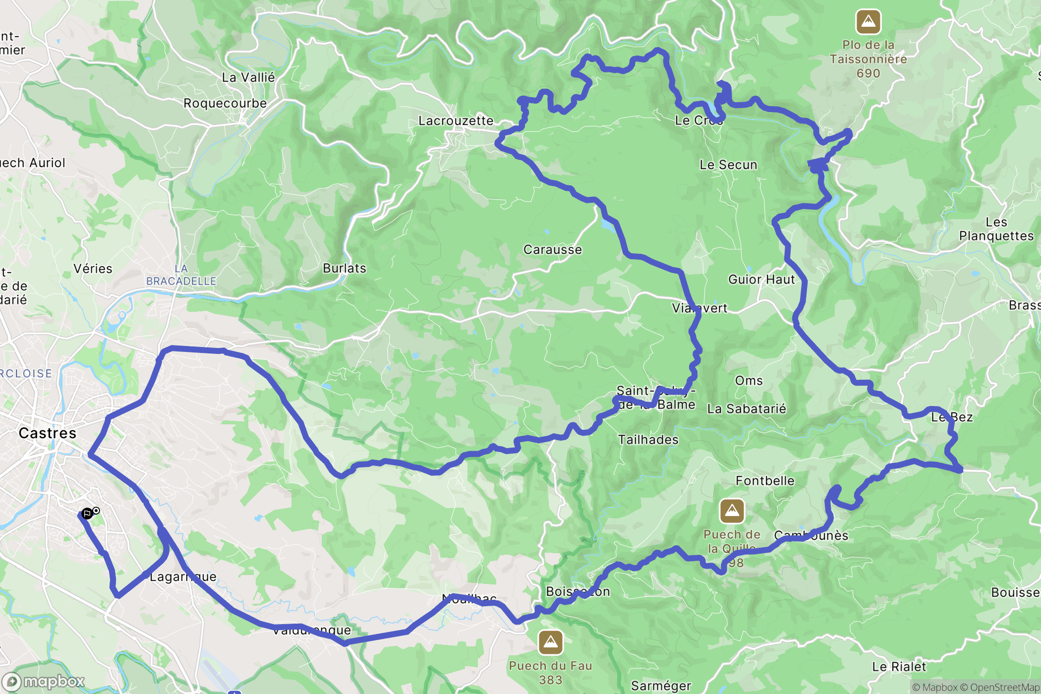 Castres : carte du parcours de randonnée - France