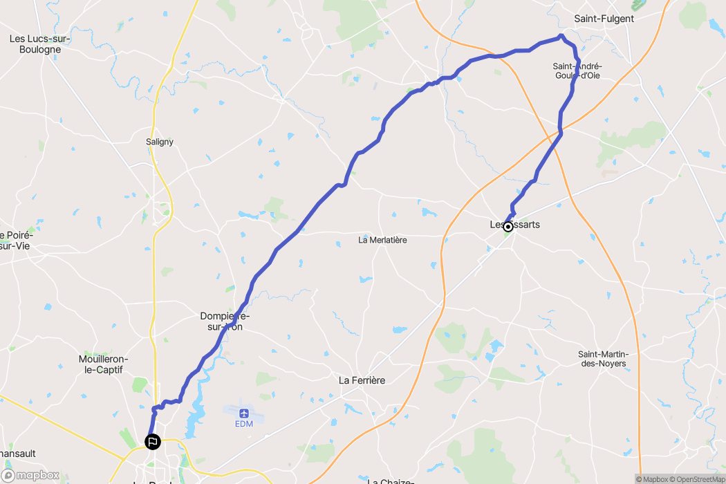 Essarts-en-Bocage : carte du parcours de randonnée - France