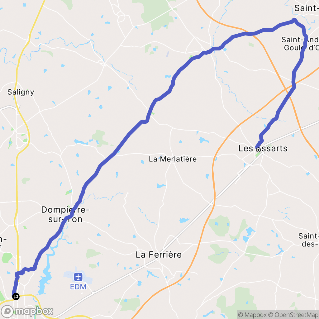 Essarts-en-Bocage : carte du parcours de randonnée - France