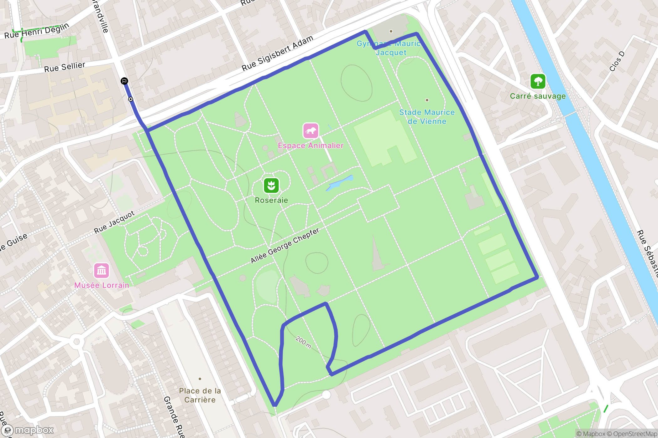 Nancy : carte du parcours de randonnée - France