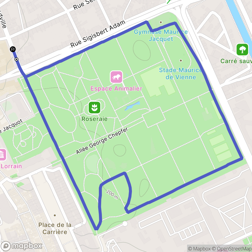 Nancy : carte du parcours de randonnée - France