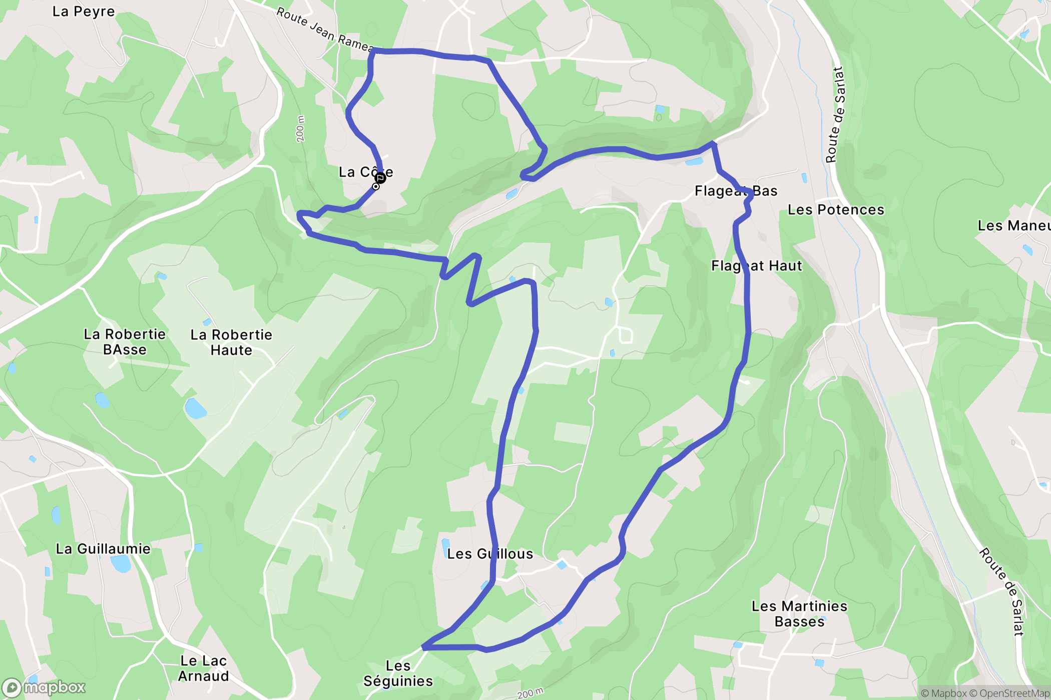 Sanilhac : carte du parcours de randonnée - France