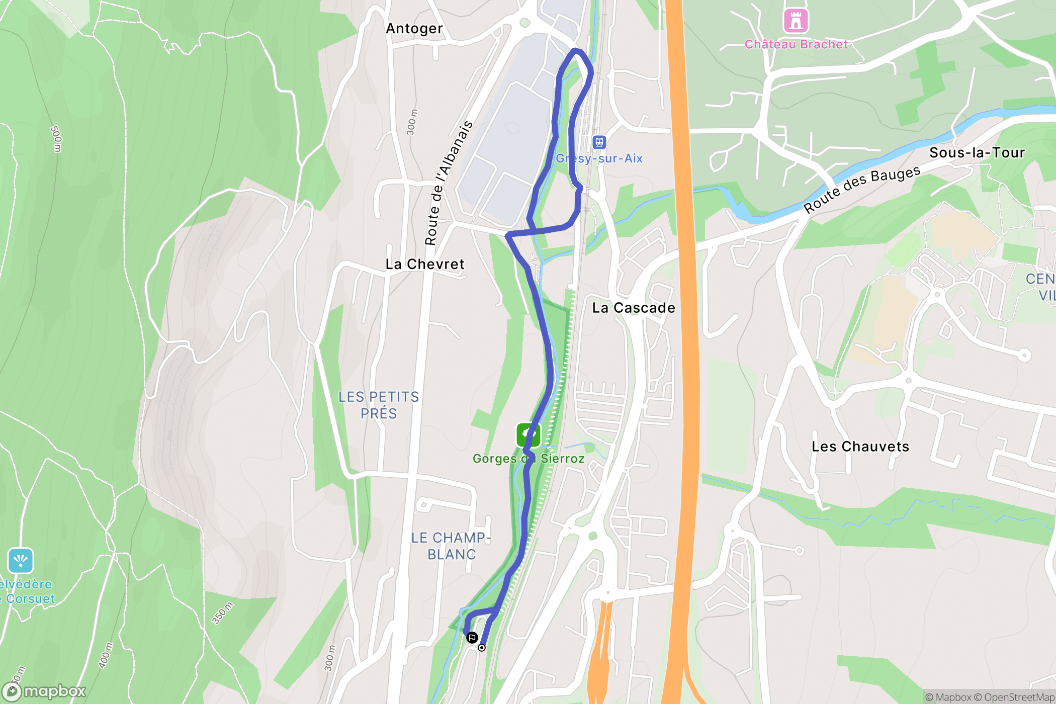 Grésy-sur-Aix : carte du parcours de randonnée - France