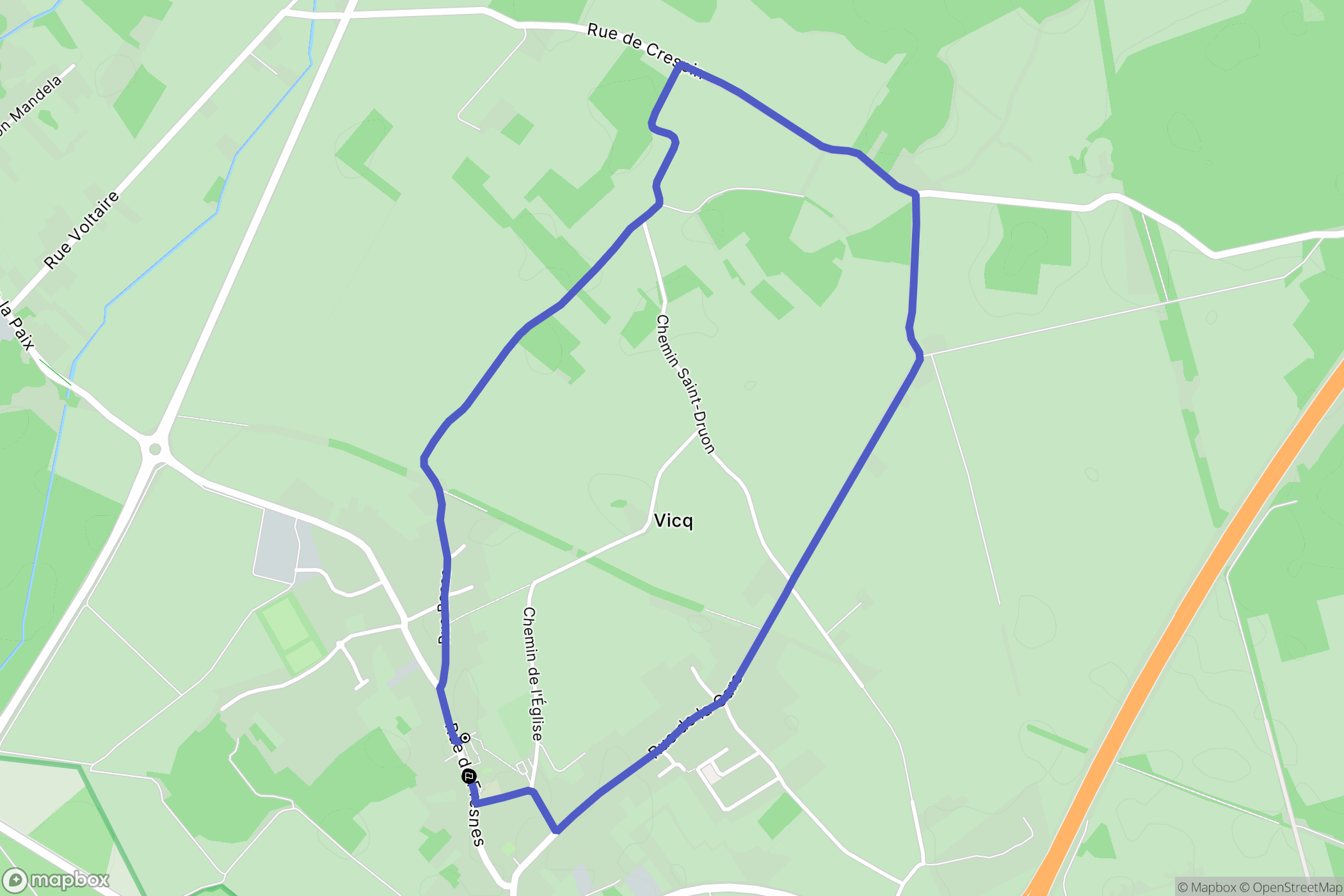 Vicq : carte du parcours de randonnée - France