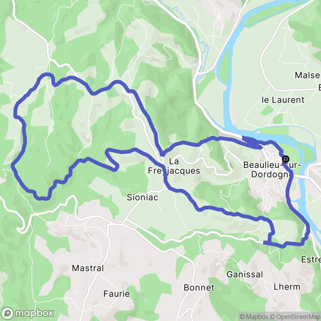 Beaulieu-sur-Dordogne : carte du parcours de randonnée - France