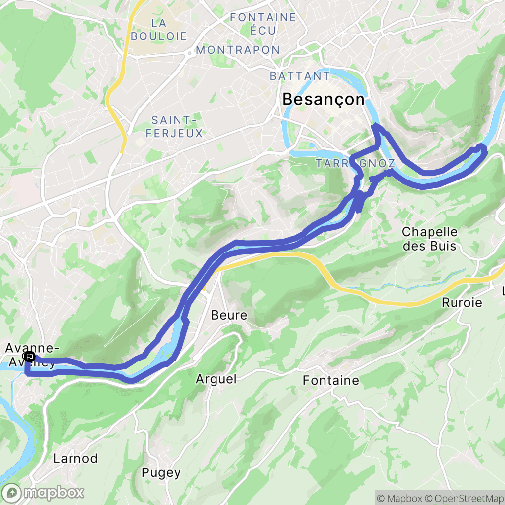 Avanne-Aveney : carte du parcours de randonnée - France