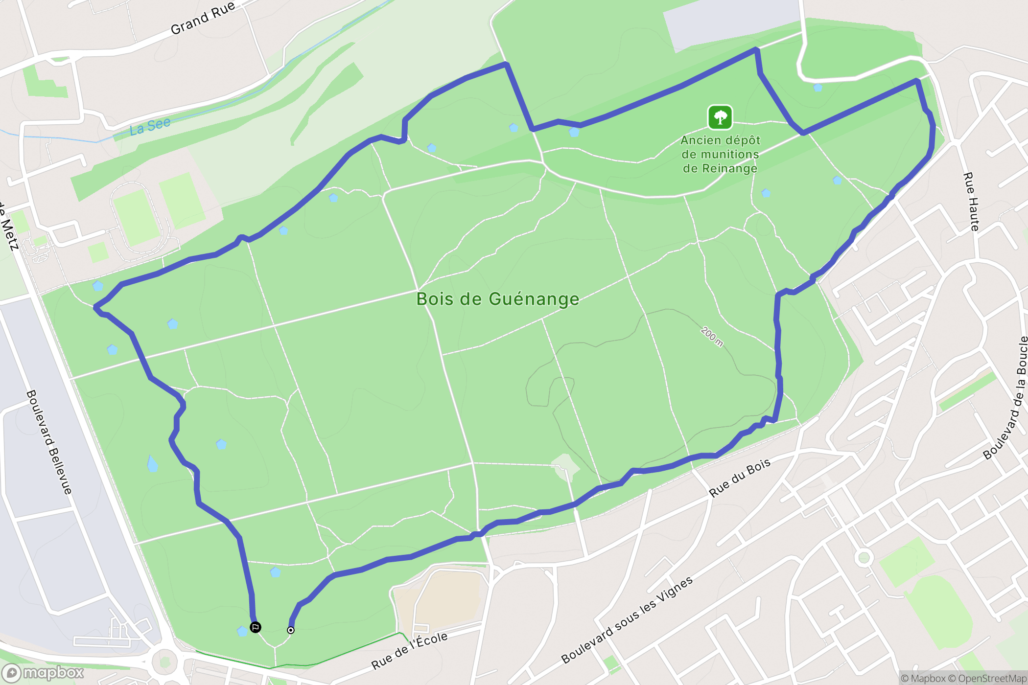 Guénange : carte du parcours de randonnée - France