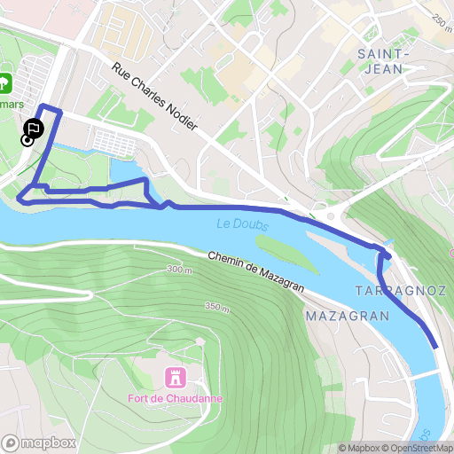 Besançon : carte du parcours de randonnée - France
