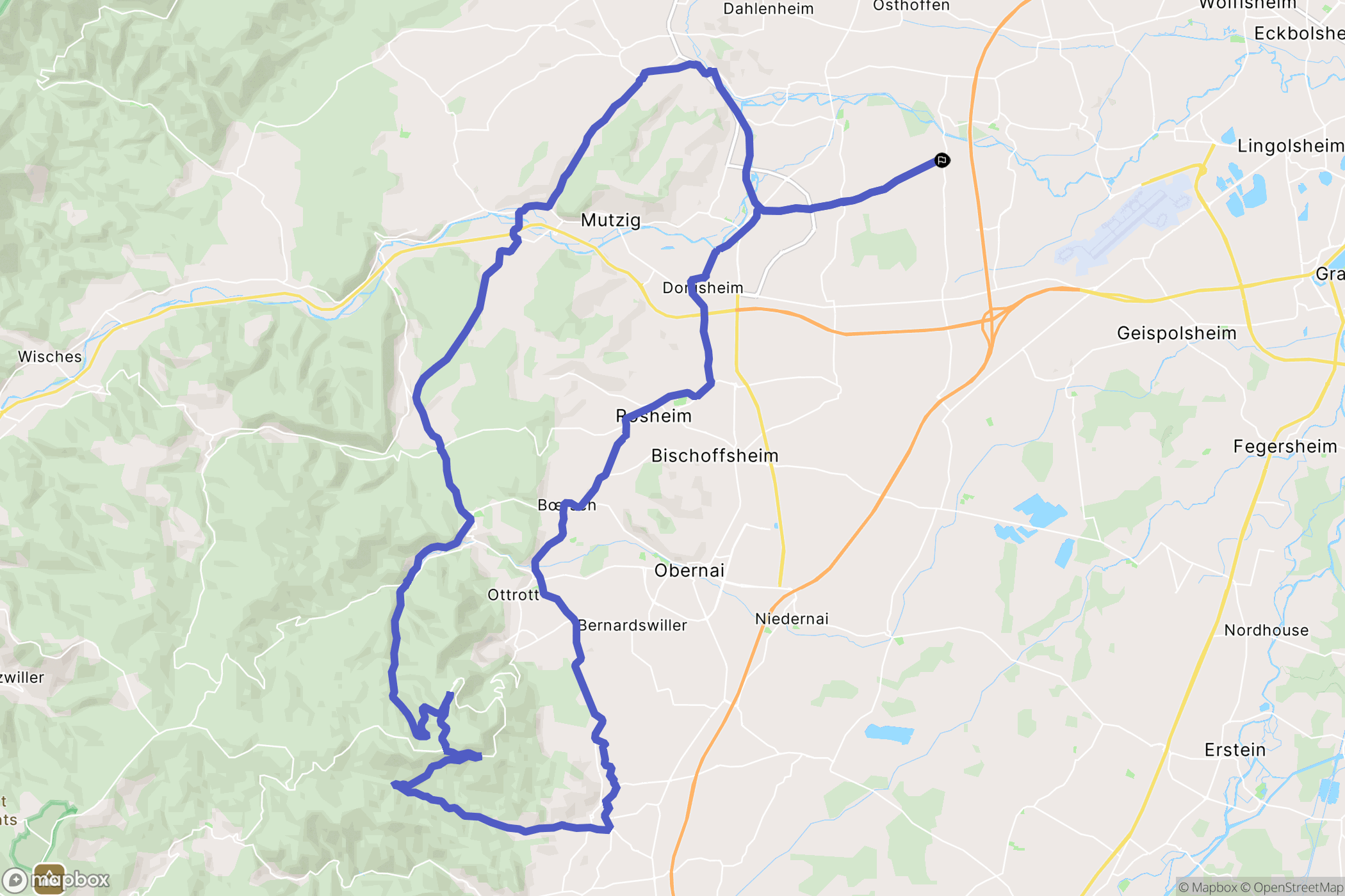 Ernolsheim-Bruche : carte du parcours de randonnée - France